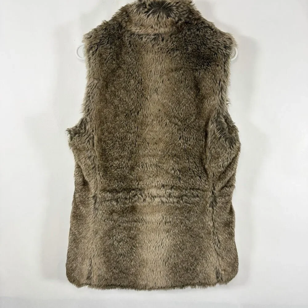 Banana Republic Faux Fur Vest Womens Size Small Brown Quilted Insulated Lining